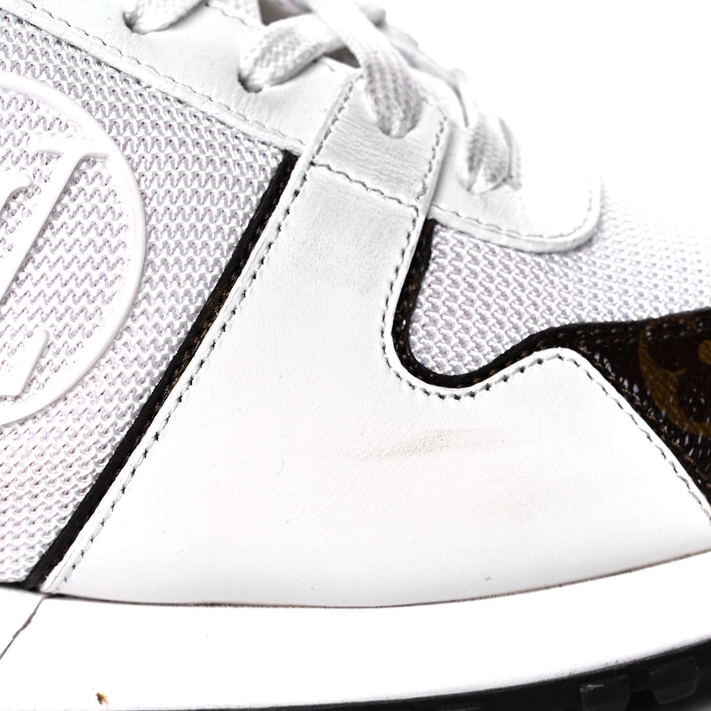 Calfskin Monogram Run Away Sneakers 38 White