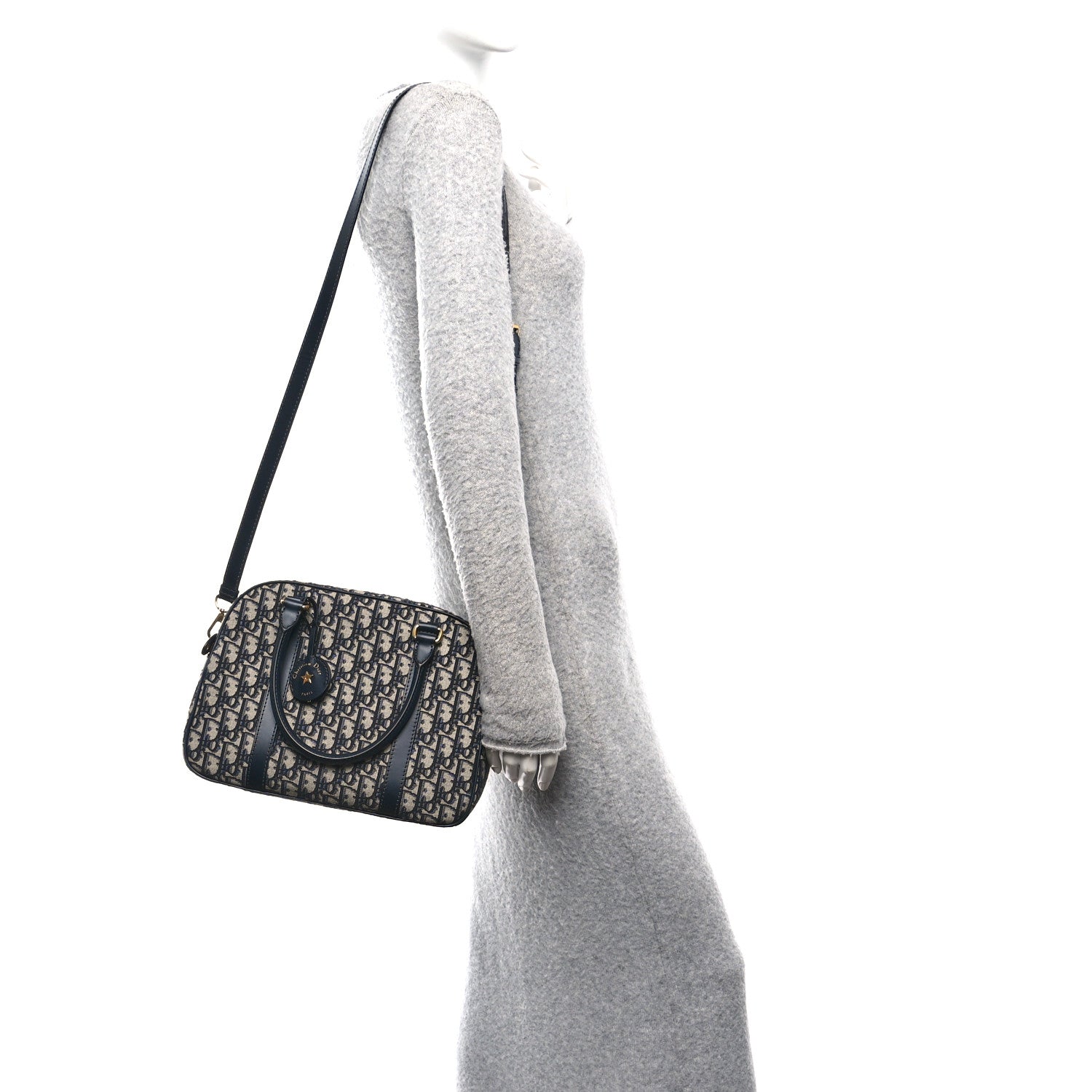 Christian Dior Oblique Large D-Vibe Bowling Bag Navy 3 of 10