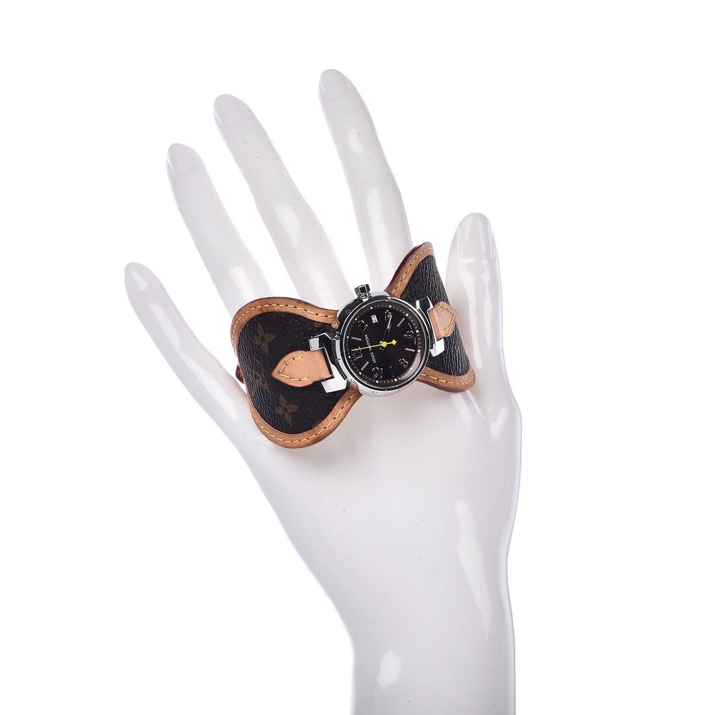 Stainless Steel Monogram 28mm Tambour Quartz Watch Brown