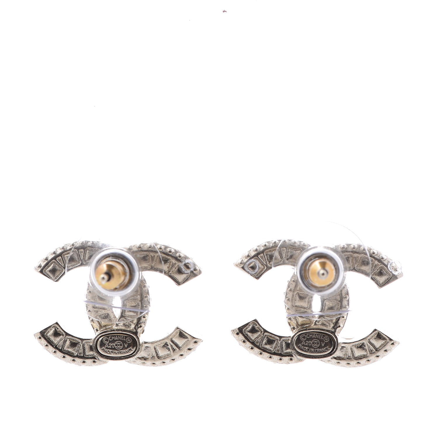 Chanel Crystal Timeless CC Earrings Light Gold 3 of 5