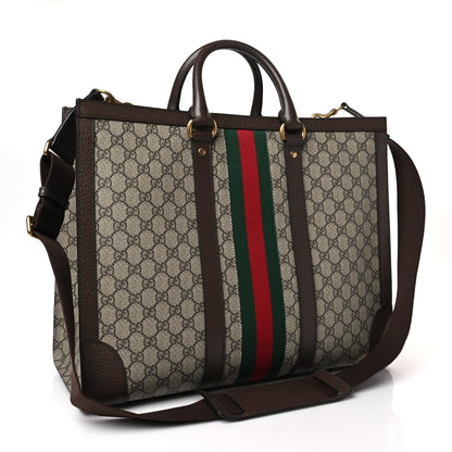 Gucci GG Supreme Monogram Textured Dollar Calfskin Web Large Ophidia Tote Bag Beige Ebony 3 of 9
