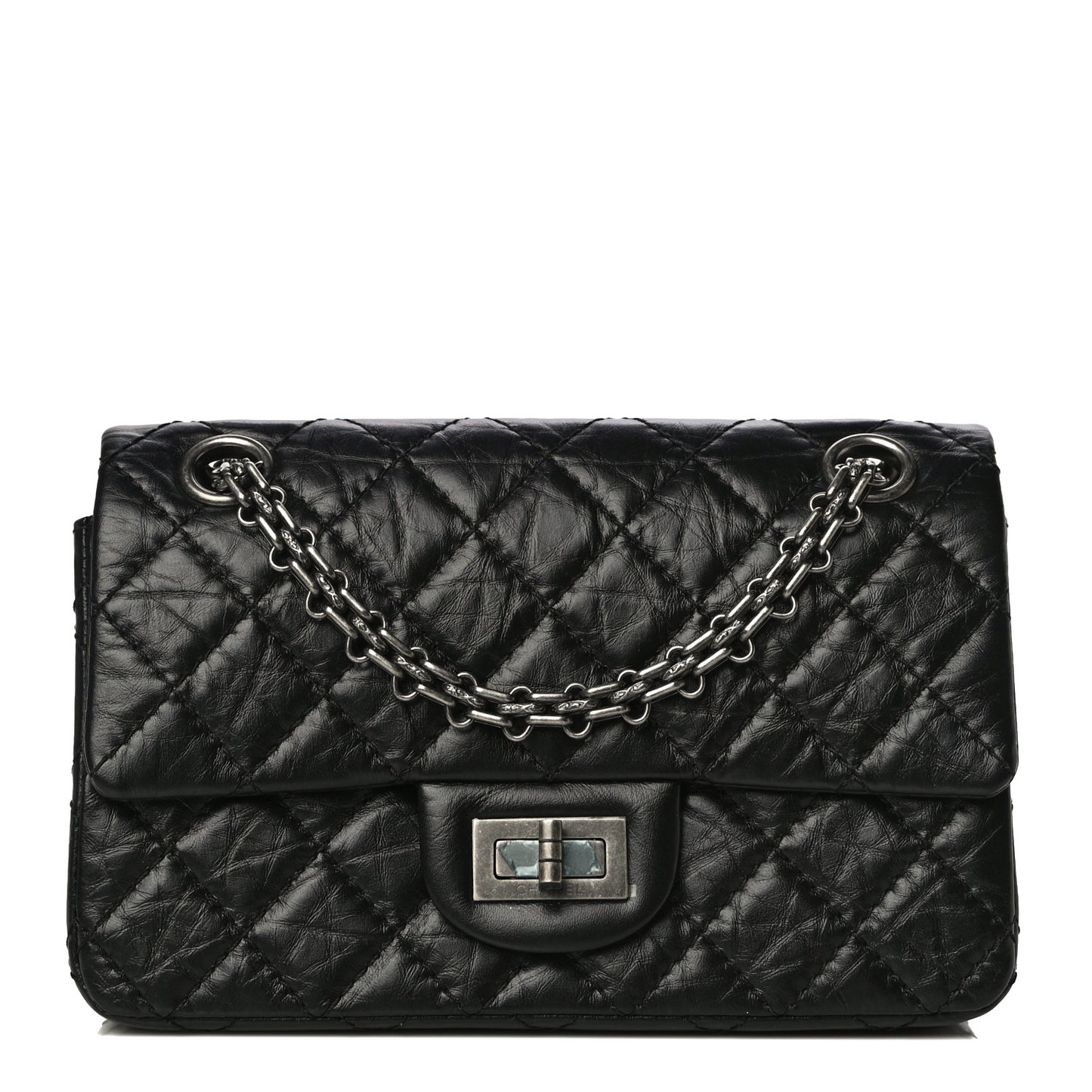 Aged Calfskin Quilted 2.55 Reissue Mini Flap Black