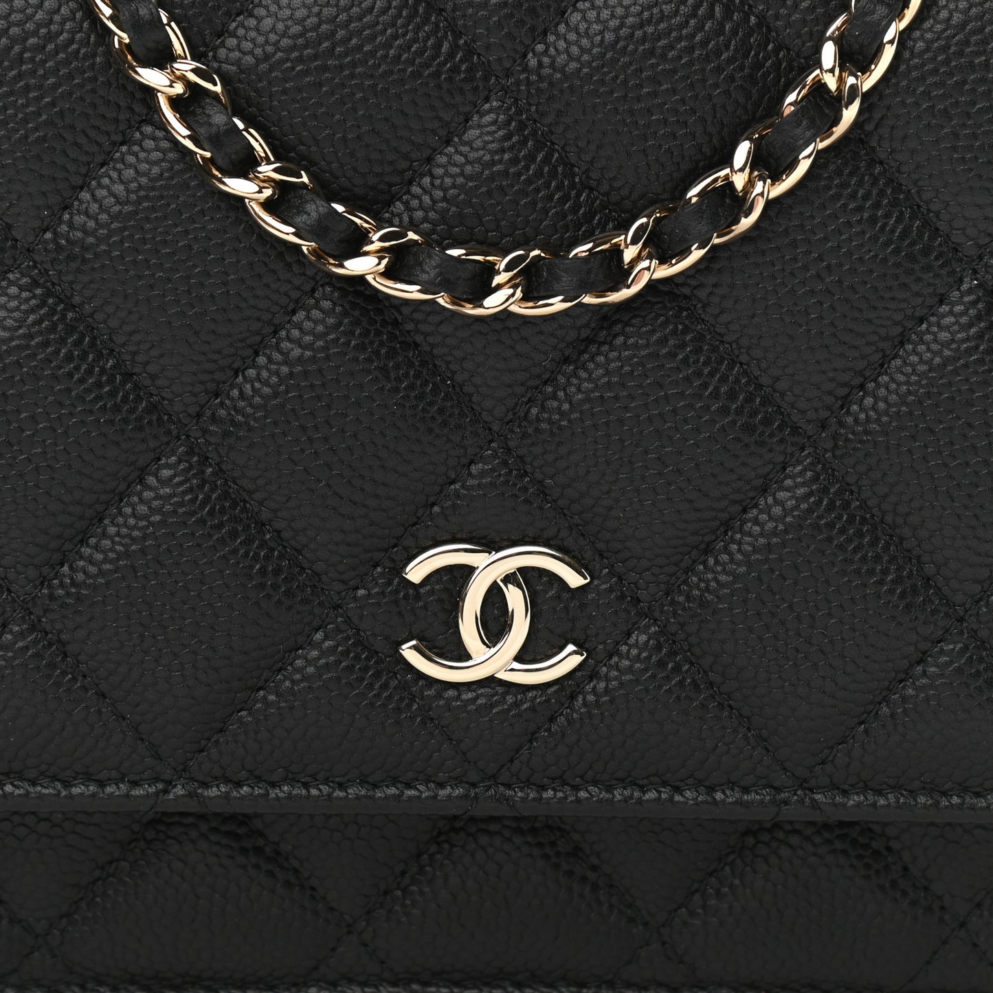 Caviar Quilted Tiny CC Wallet On Chain WOC Black