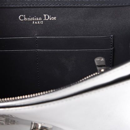Christian Dior Metallic Patent Micro-Cannage Diorama Wallet on Chain Pouch Silver 8 of 12