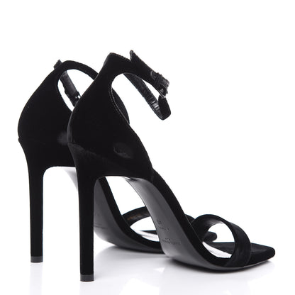 Saint Laurent Velvet Amber 105 Ankle Strap Sandals 40 Black 4 of 12