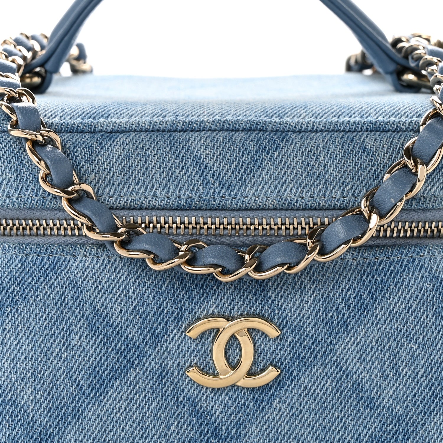 Chanel Denim Quilted Small CC Vanity Case Blue 8 of 12