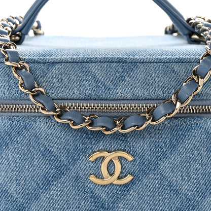 Chanel Denim Quilted Small CC Vanity Case Blue 8 of 12