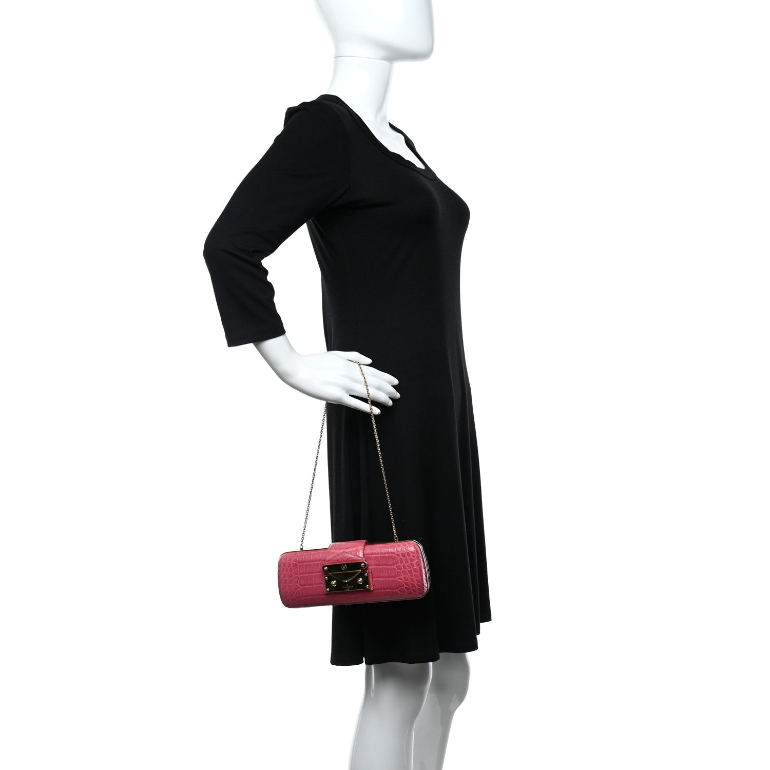 Louis Vuitton Crocodile Minaudiere Tresor Clutch Pink 2 of 8