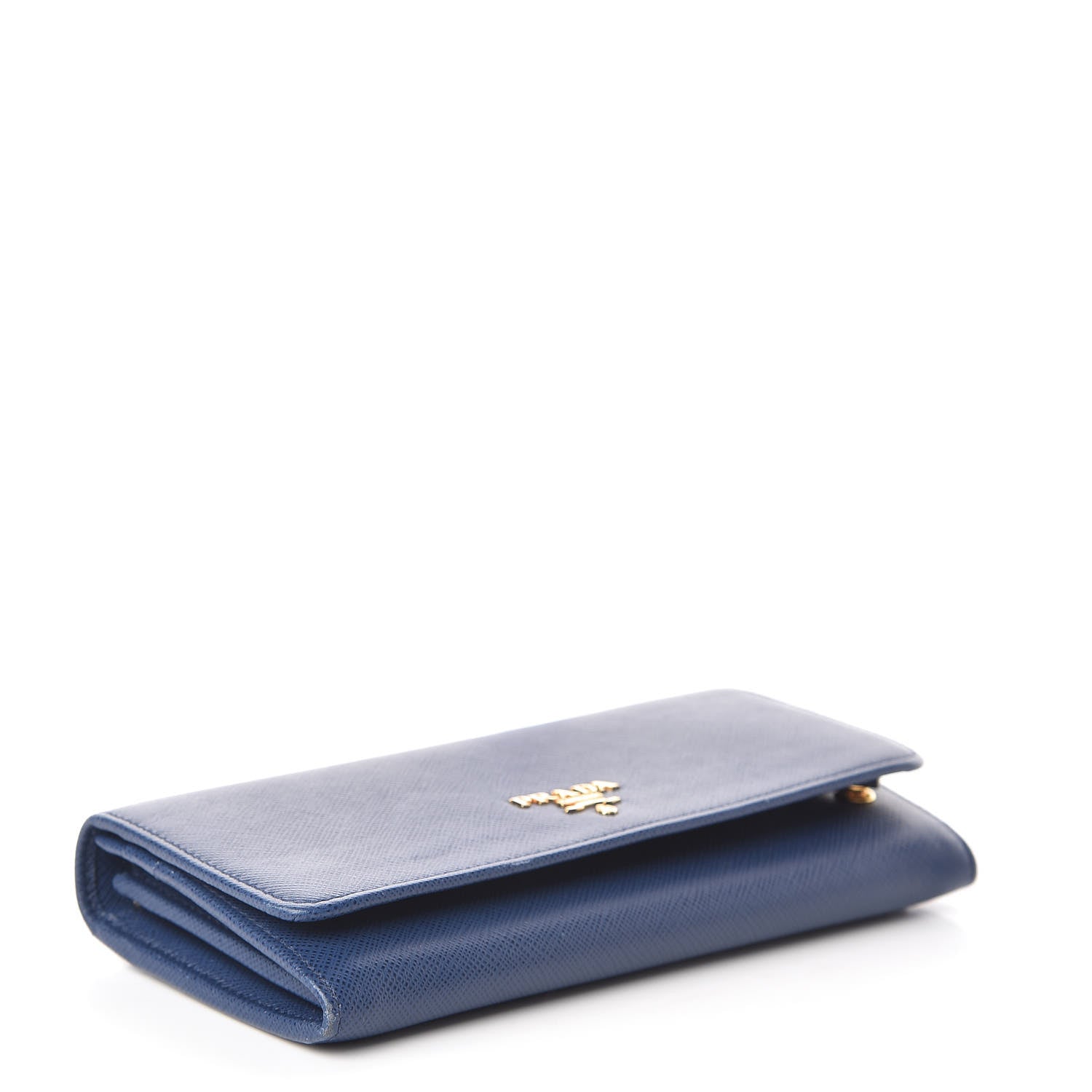 Prada Saffiano Metal Continental Flap Travel Wallet Bluette 4 of 11