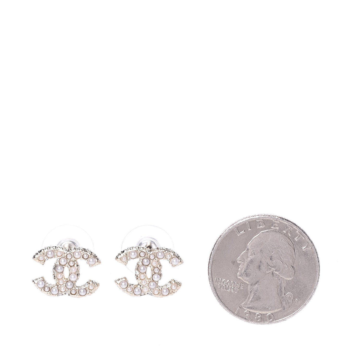 Metal Graduated Pearl Crystal CC Earrings Light Gold