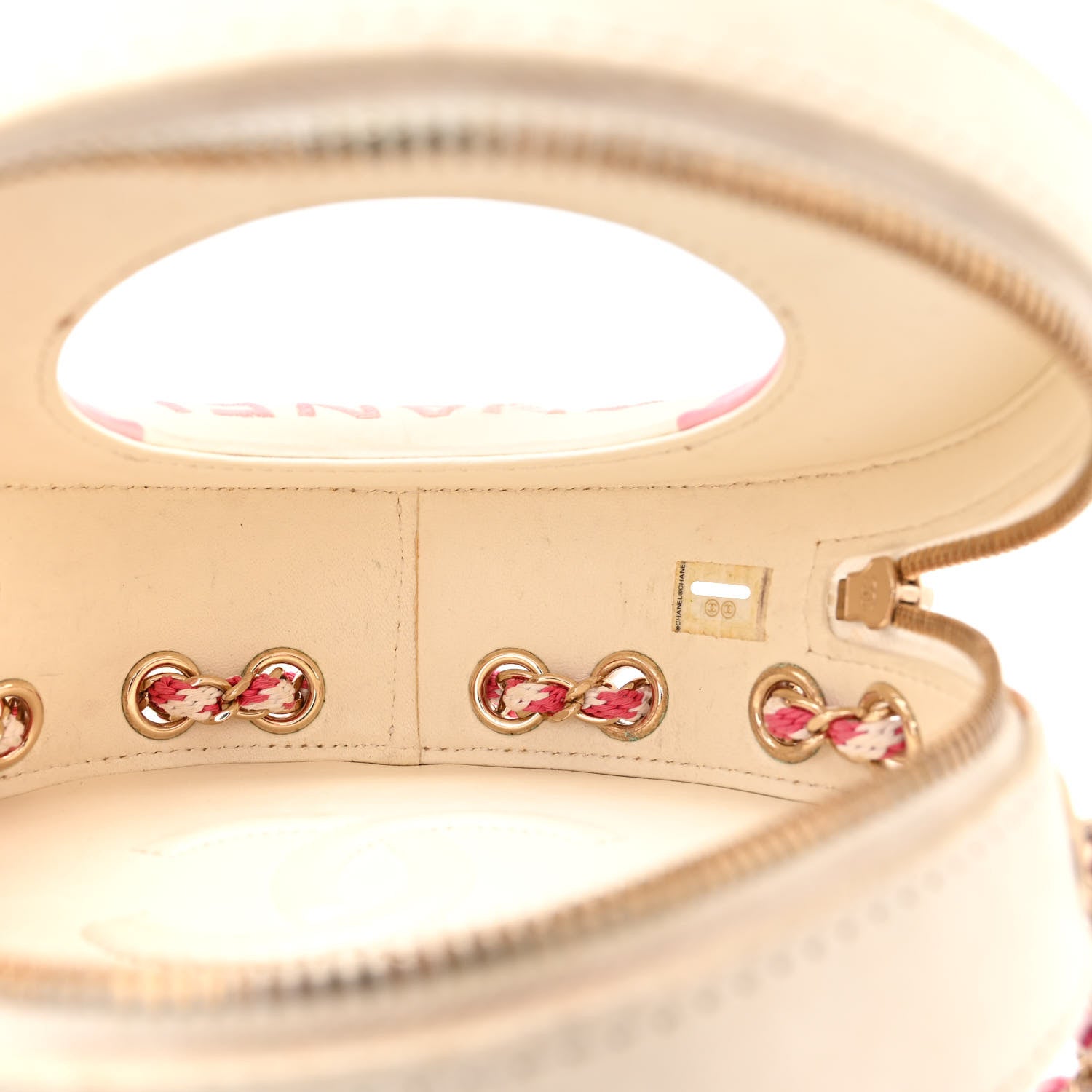 Chanel Lambskin Coco Lifesaver Round Bag Pink White 5 of 12