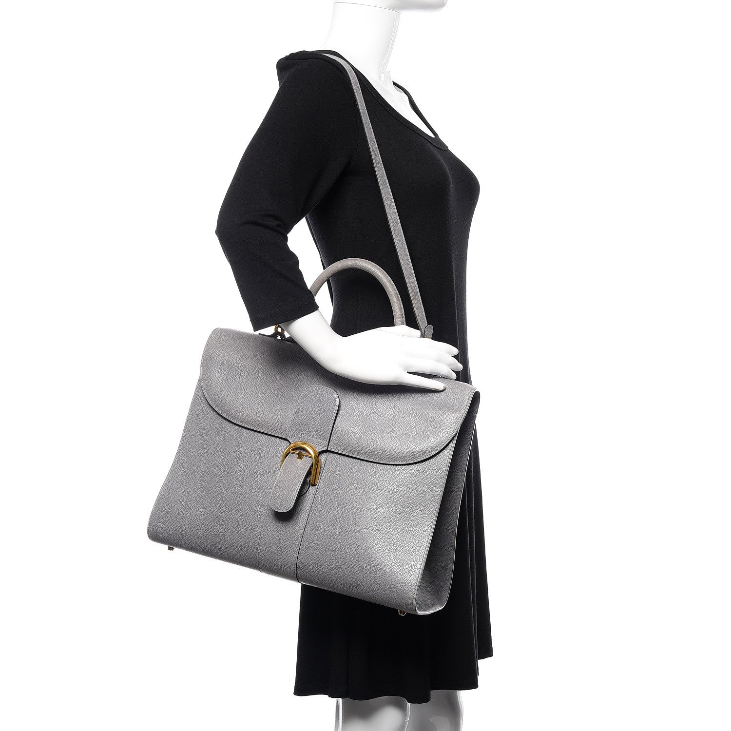 Delvaux Grained Calfskin Brillant Briefcase Grey 2 of 18