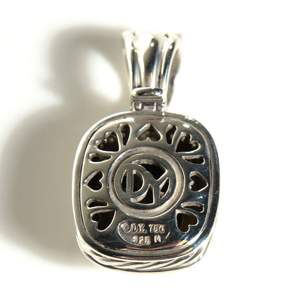 David Yurman Sterling Silver 18K Yellow Gold Black Onyx Diamond 12mm Albion Enhancer Pendant 3 of 6