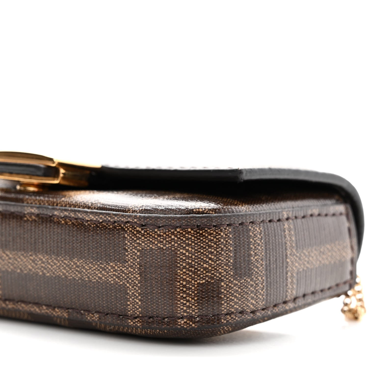 Fendi Glazed Fabric FF 1974 Nano Baguette Charm Mogano Panna 10 of 10