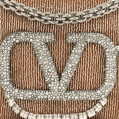 Valentino Garavani Swarovski Crystal Embroidered Vlogo Small Loco Shoulder Bag Crystal Rose Cannelle Silver 7 of 9