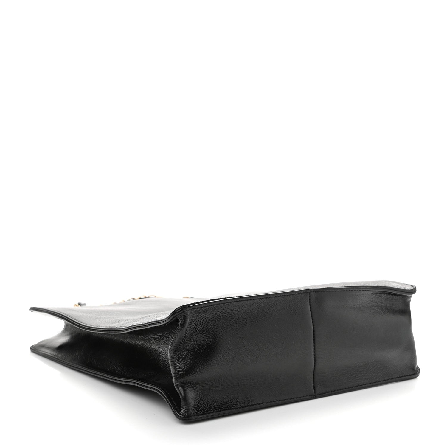Chanel Shiny Aged Calfskin North South Shopping Bag Black 4 of 10