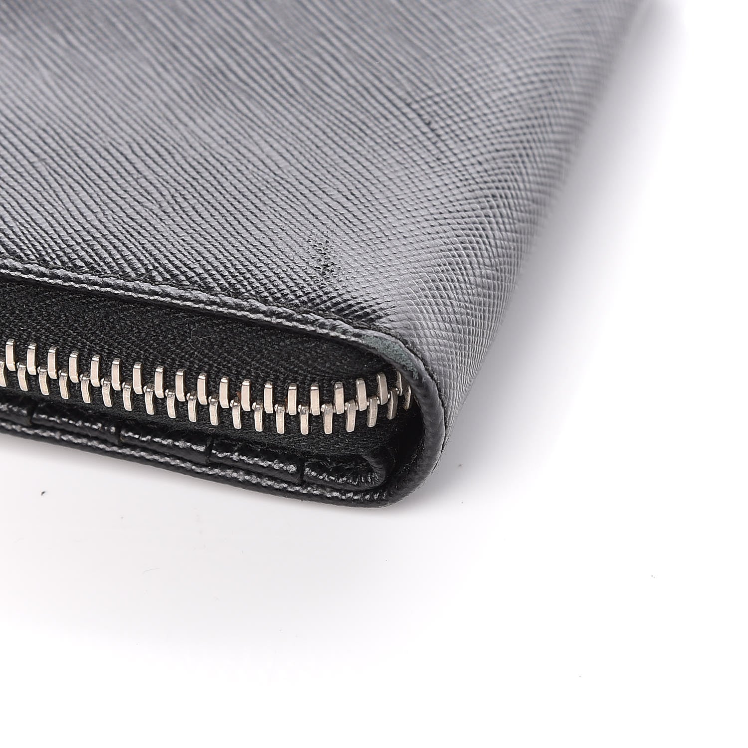 Prada Saffiano Metal Compact Zip Around Wallet Black 10 of 12