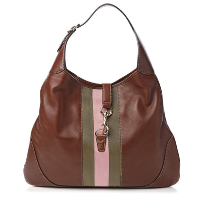 Gucci Calfskin Web Large Jackie O Bouvier Hobo Brown 1 of 9