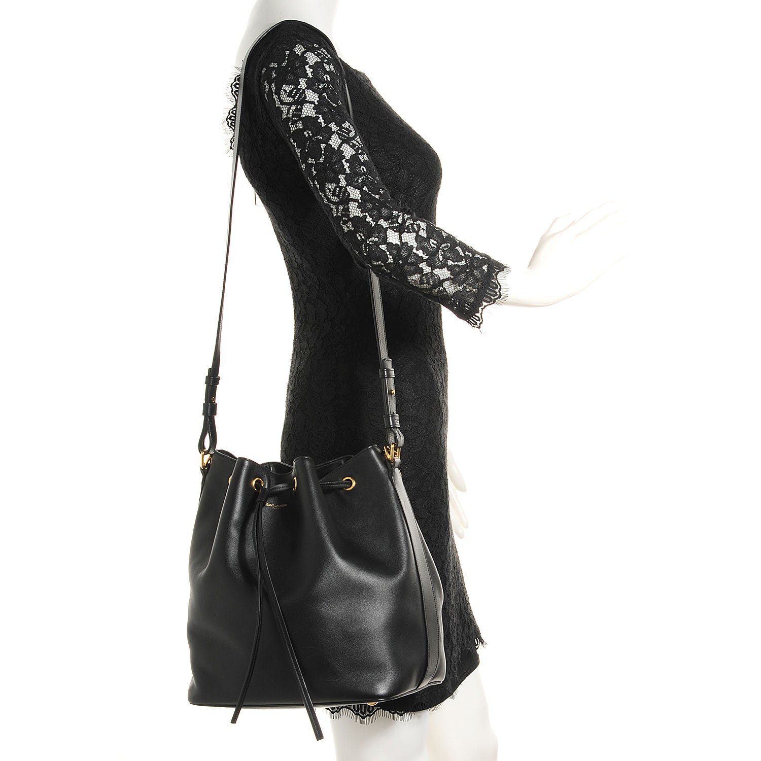Saint Laurent Calfskin Large Emmanuelle Bucket Bag Black 2 of 8