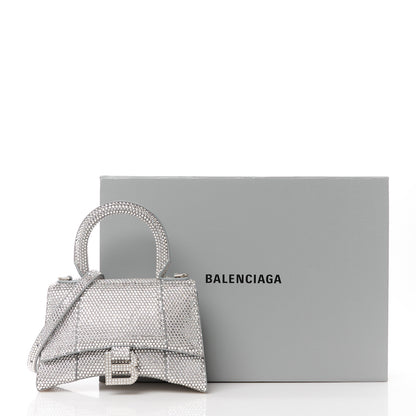 Balenciaga Strass Suede Hourglass Top Handle Bag XS Smoke Grey Crystal 12 of 12