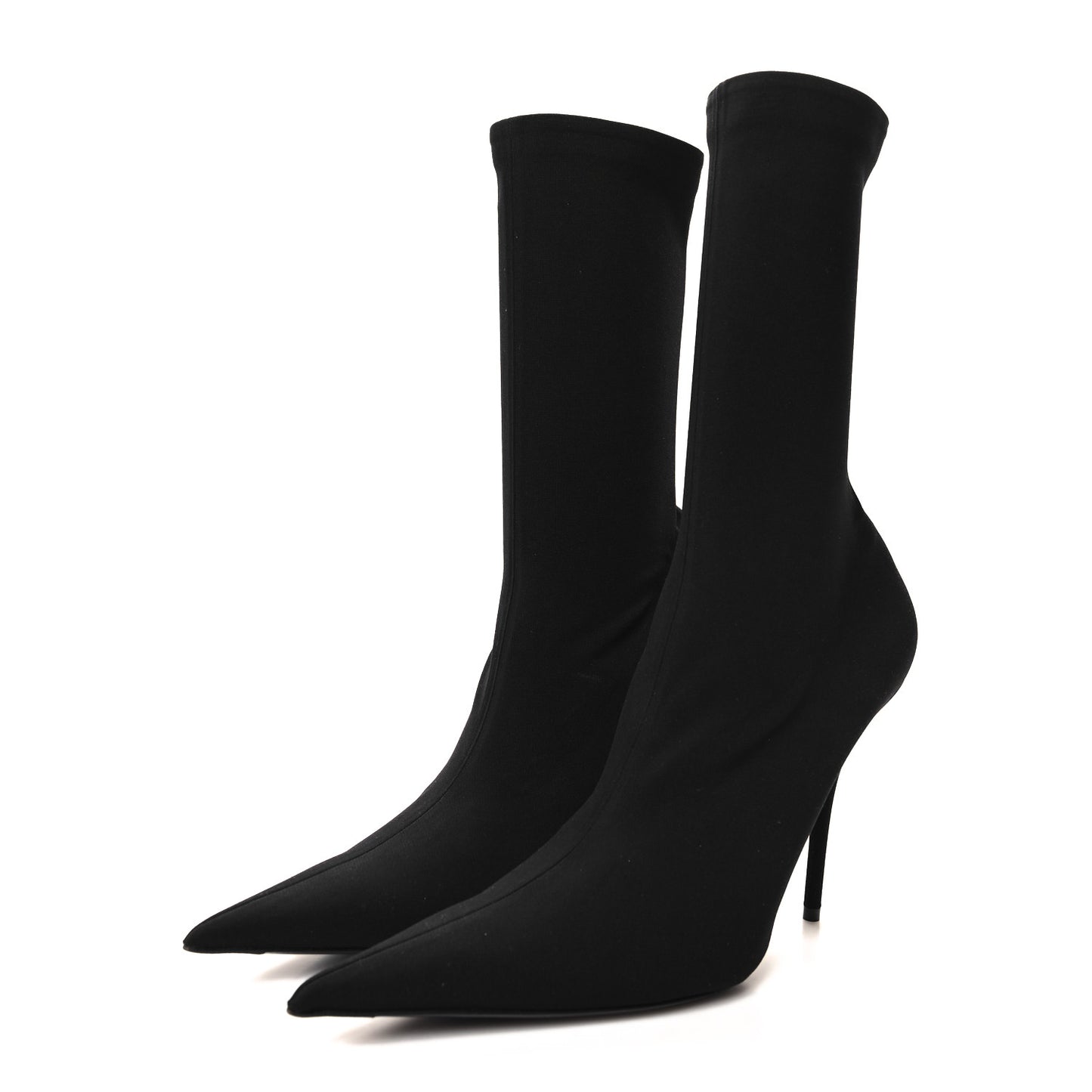 Jersey Crepe Round Toe Knife Booties 41 Black