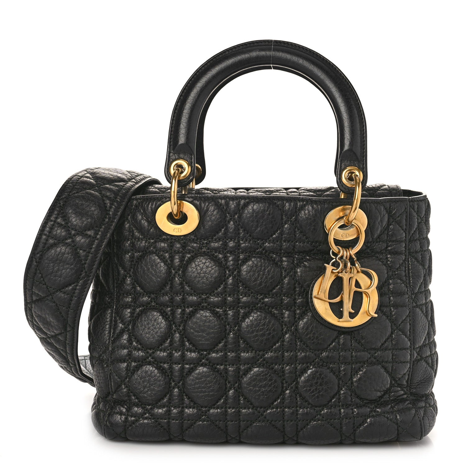 Christian Dior Grained Calfskin Cannage Medium Supple Lady Dior Black 1 of 11