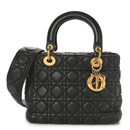 Christian Dior Grained Calfskin Cannage Medium Supple Lady Dior Black 1 of 11