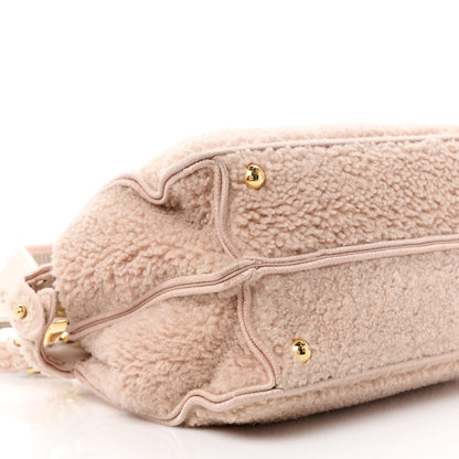 Fendi Curly Shearling Shiny Nappa Small Peekaboo I SEE U Satchel Rosa Plaster 10 of 11