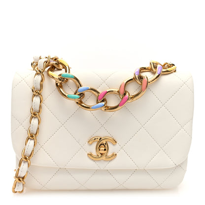 Chanel Lambskin Quilted Small Color Match Flap White Multicolor 1 of 10