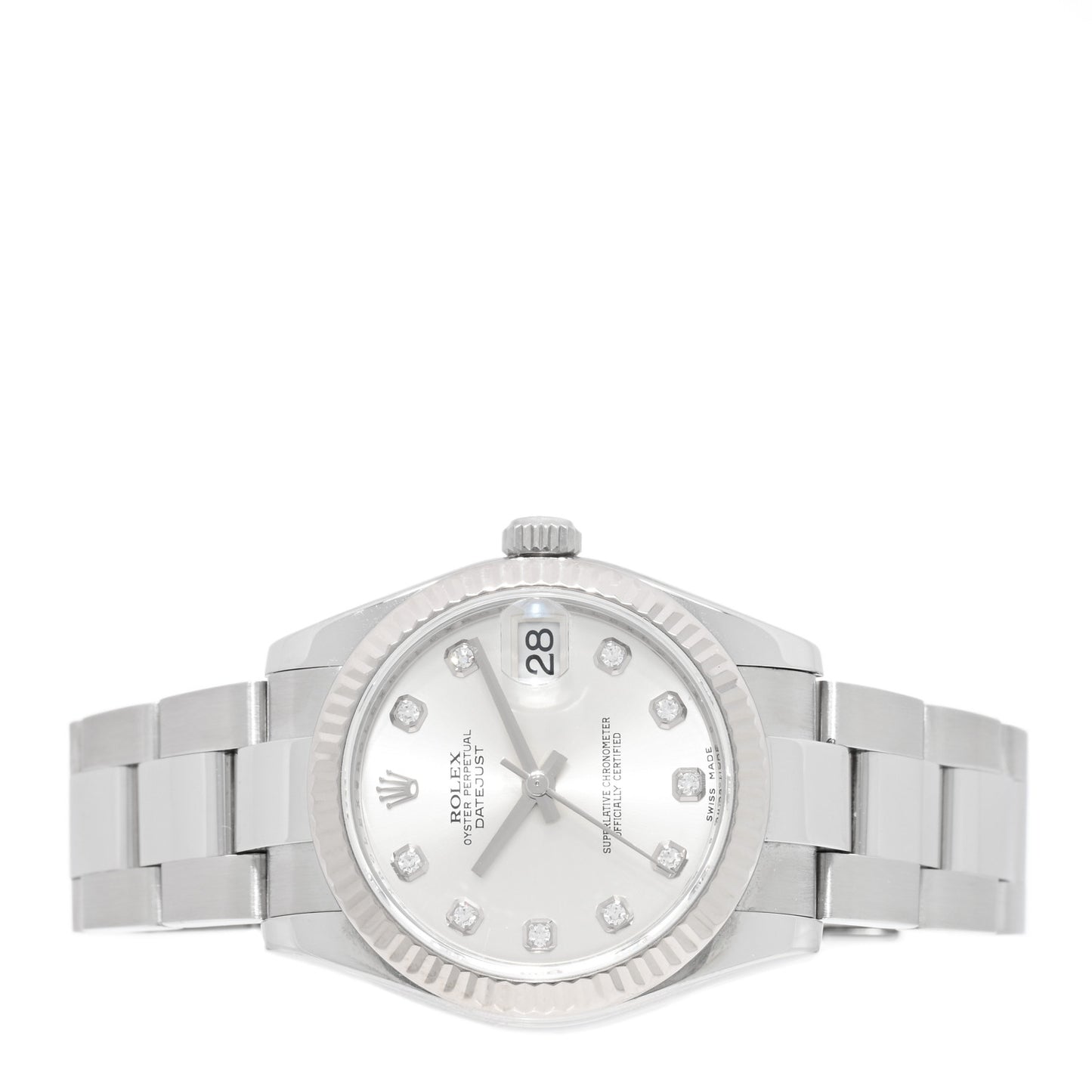 Stainless Steel 18K White Gold Diamond 31mm Oyster Perpetual Datejust Watch Silver 178274