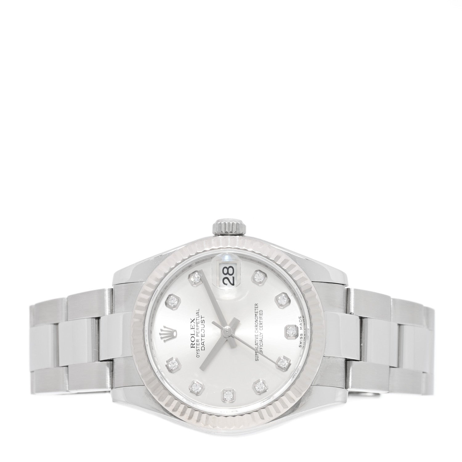 Rolex Stainless Steel 18K White Gold Diamond 31mm Oyster Perpetual Datejust Watch Silver 178274 2 of 4