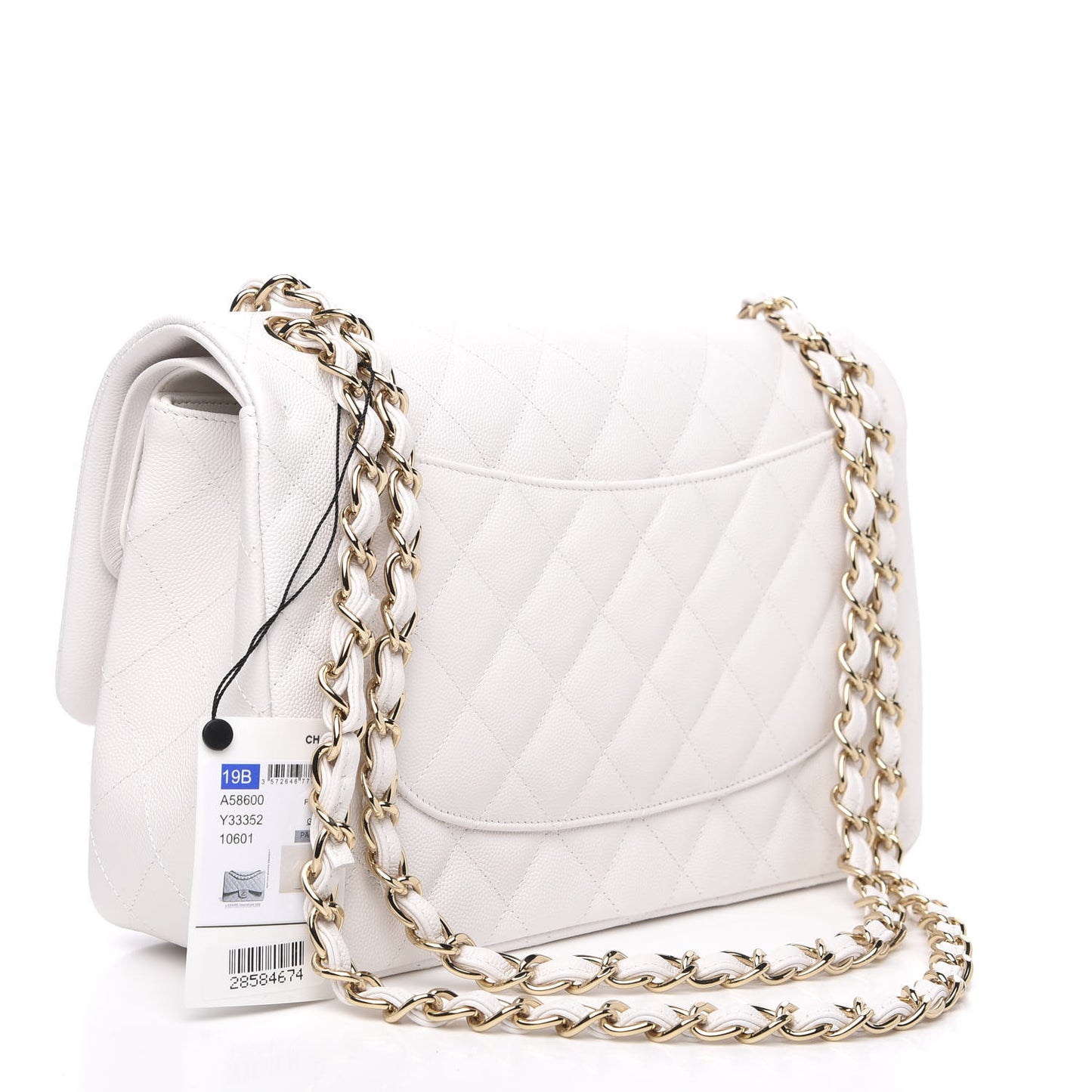 Caviar Quilted Jumbo Double Flap White