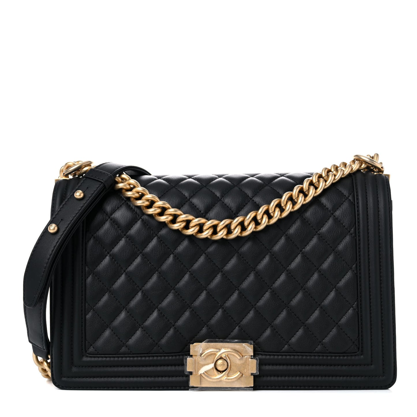 Calfskin Quilted New Medium Boy Flap Black