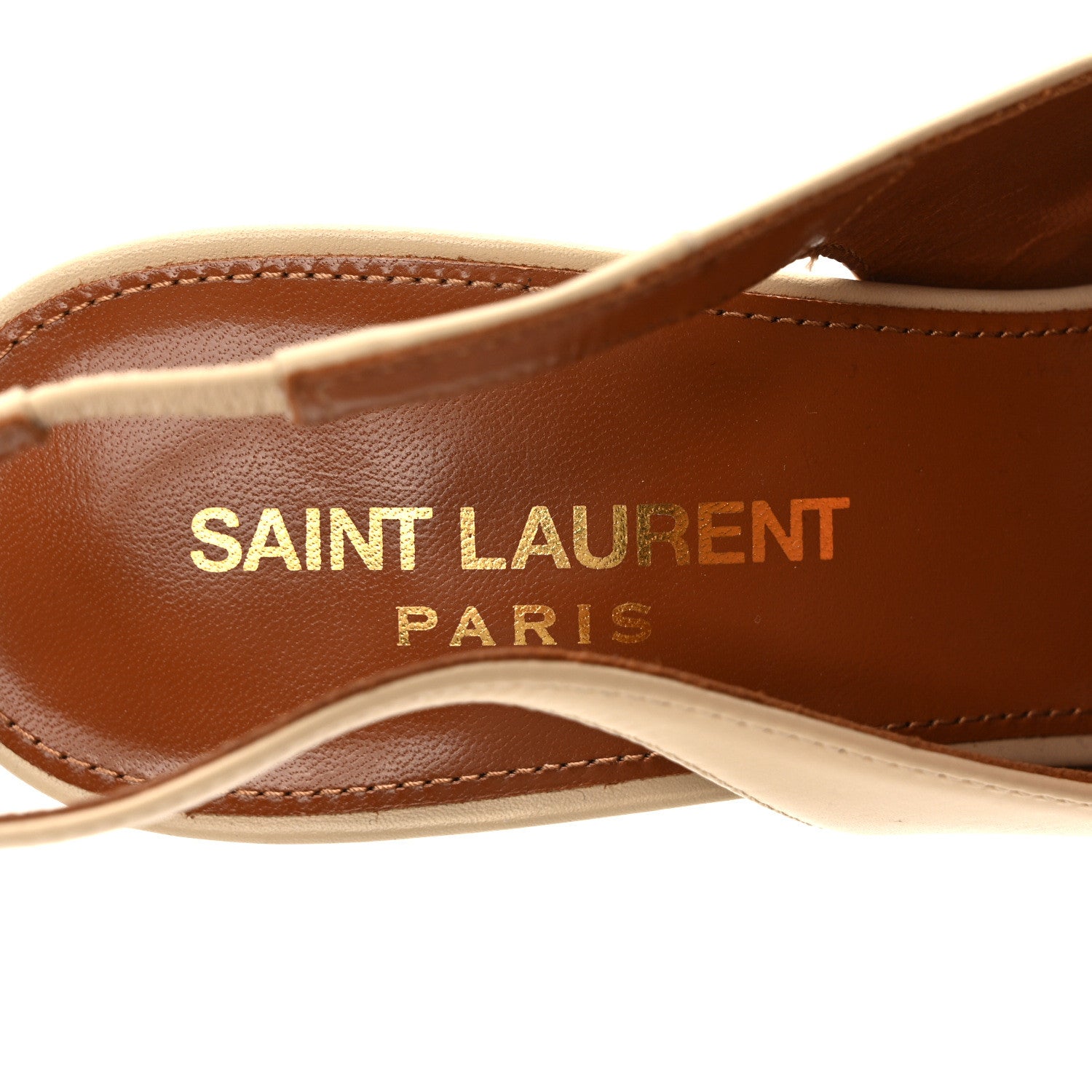 Saint Laurent Calfskin Opyum 110 Slingback Pumps 37 Real Beige 6 of 10