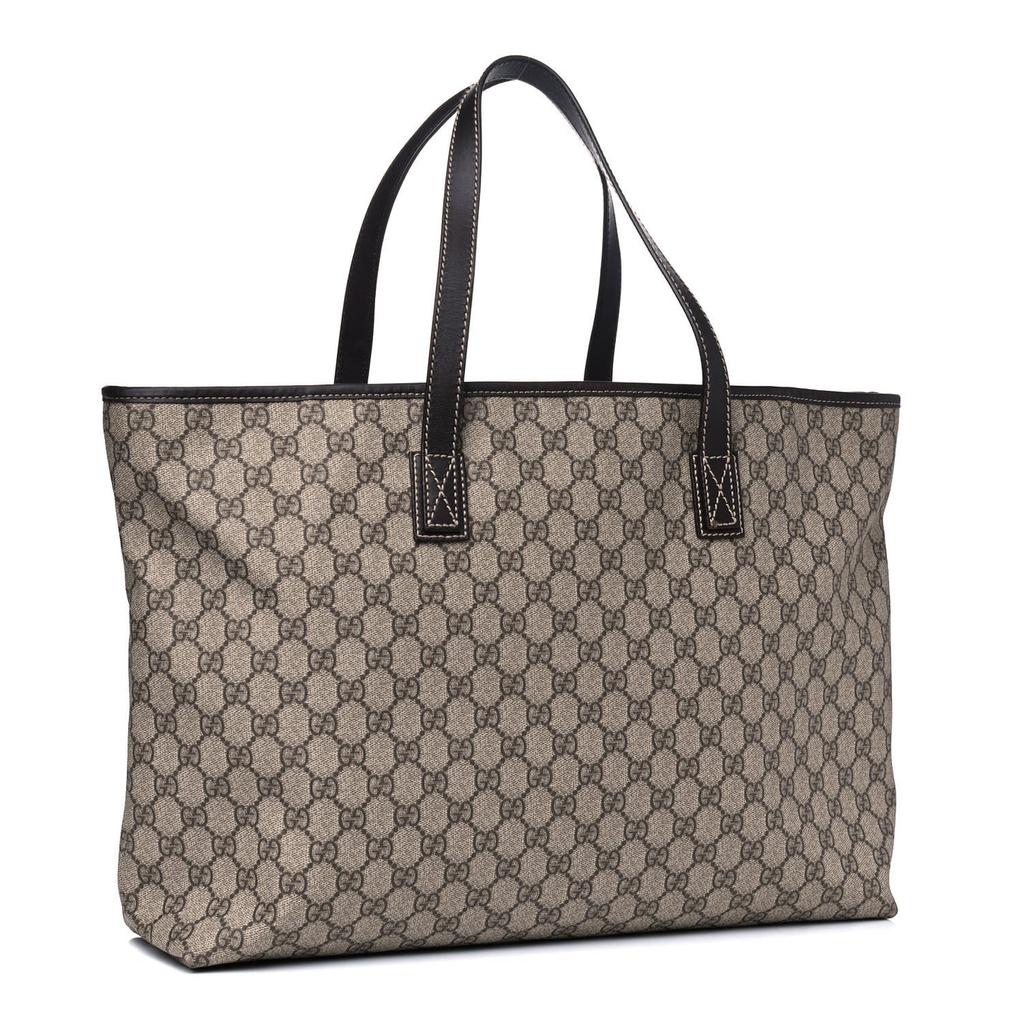 GG Supreme Monogram Large Zippered Shopping Tote Brown