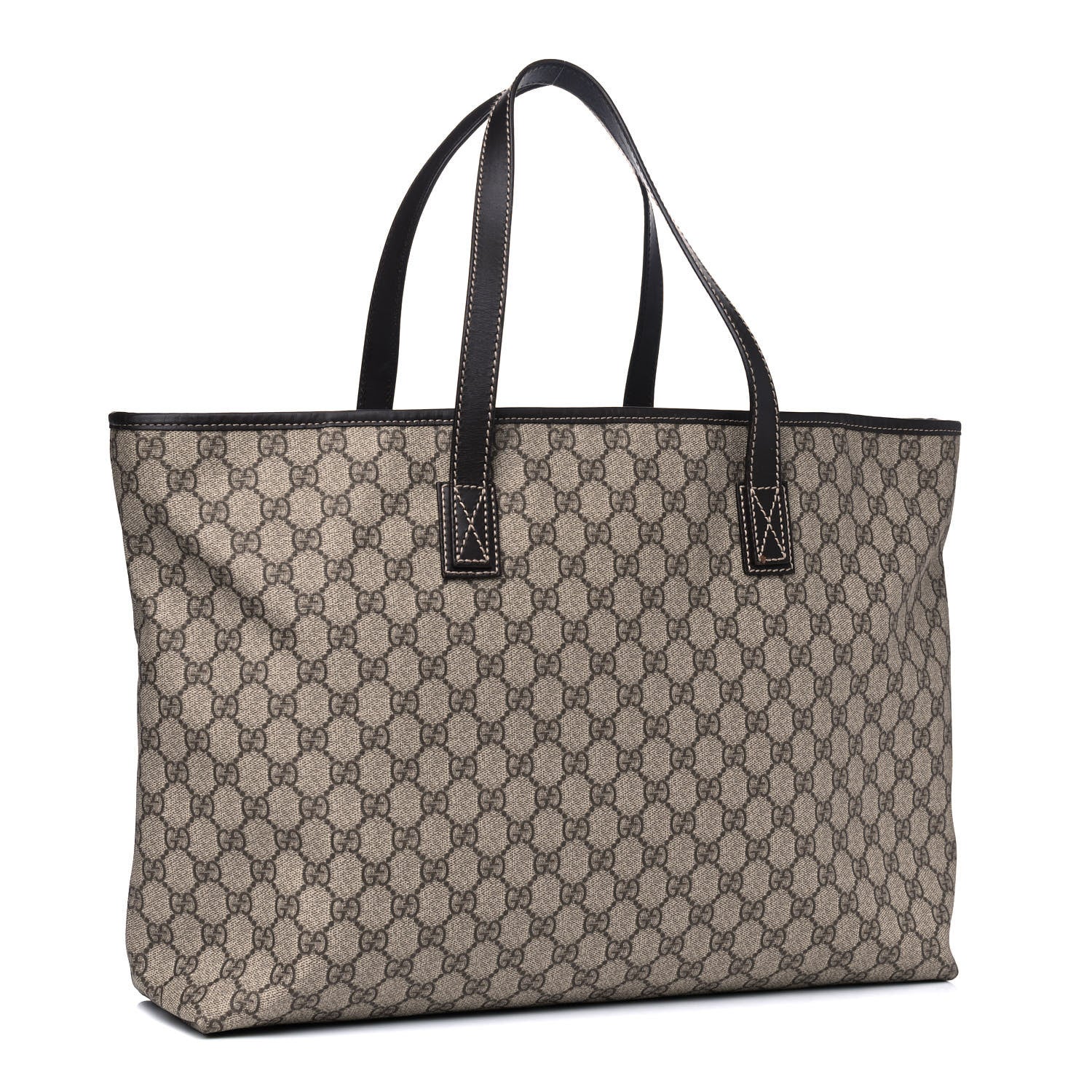 Gucci GG Supreme Monogram Large Zippered Shopping Tote Brown 2 of 13