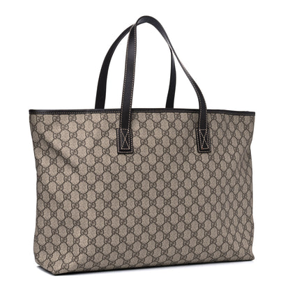 Gucci GG Supreme Monogram Large Zippered Shopping Tote Brown 2 of 13