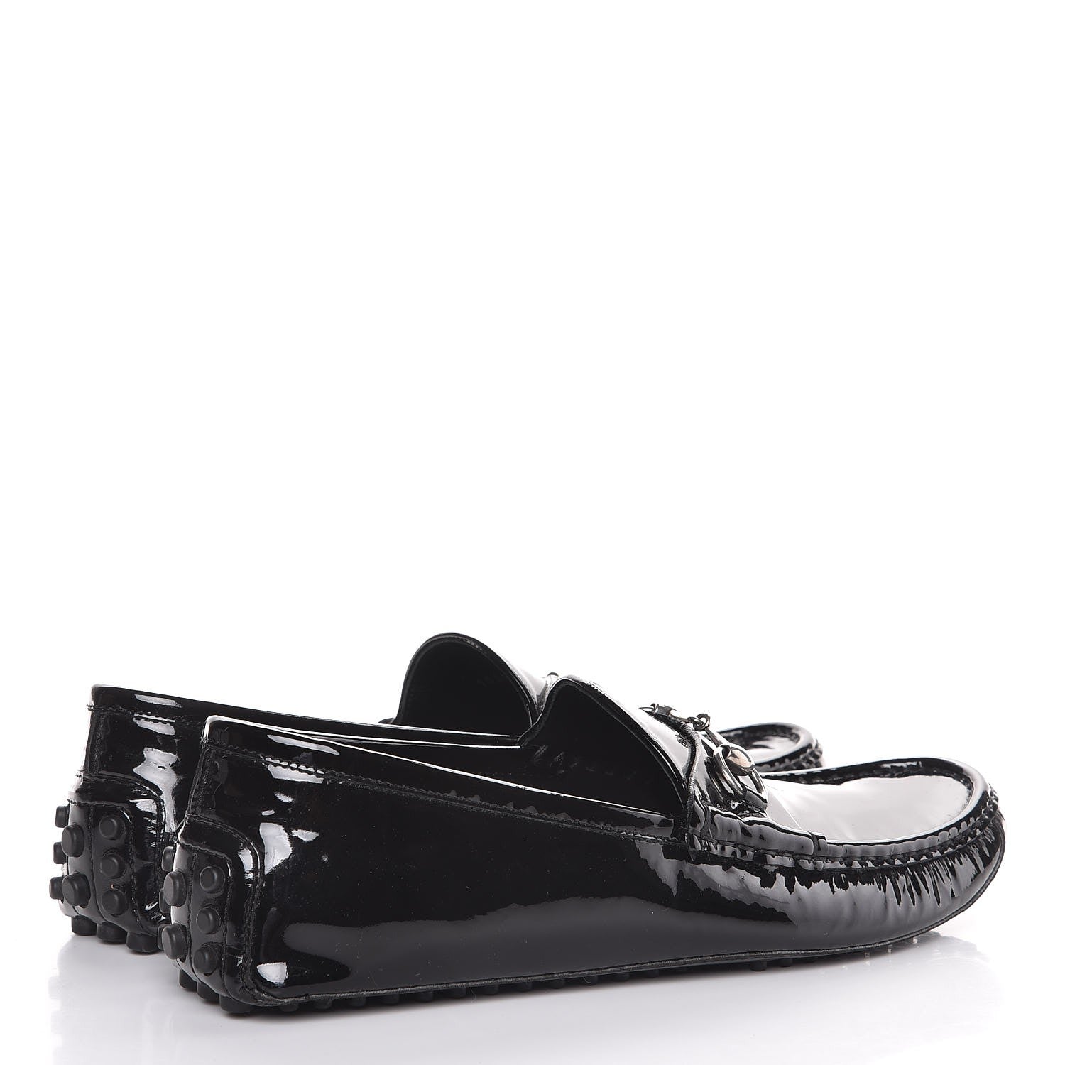 Gucci Men's Patent Horsebit Driver Loafers 10.5 Black 4 of 9