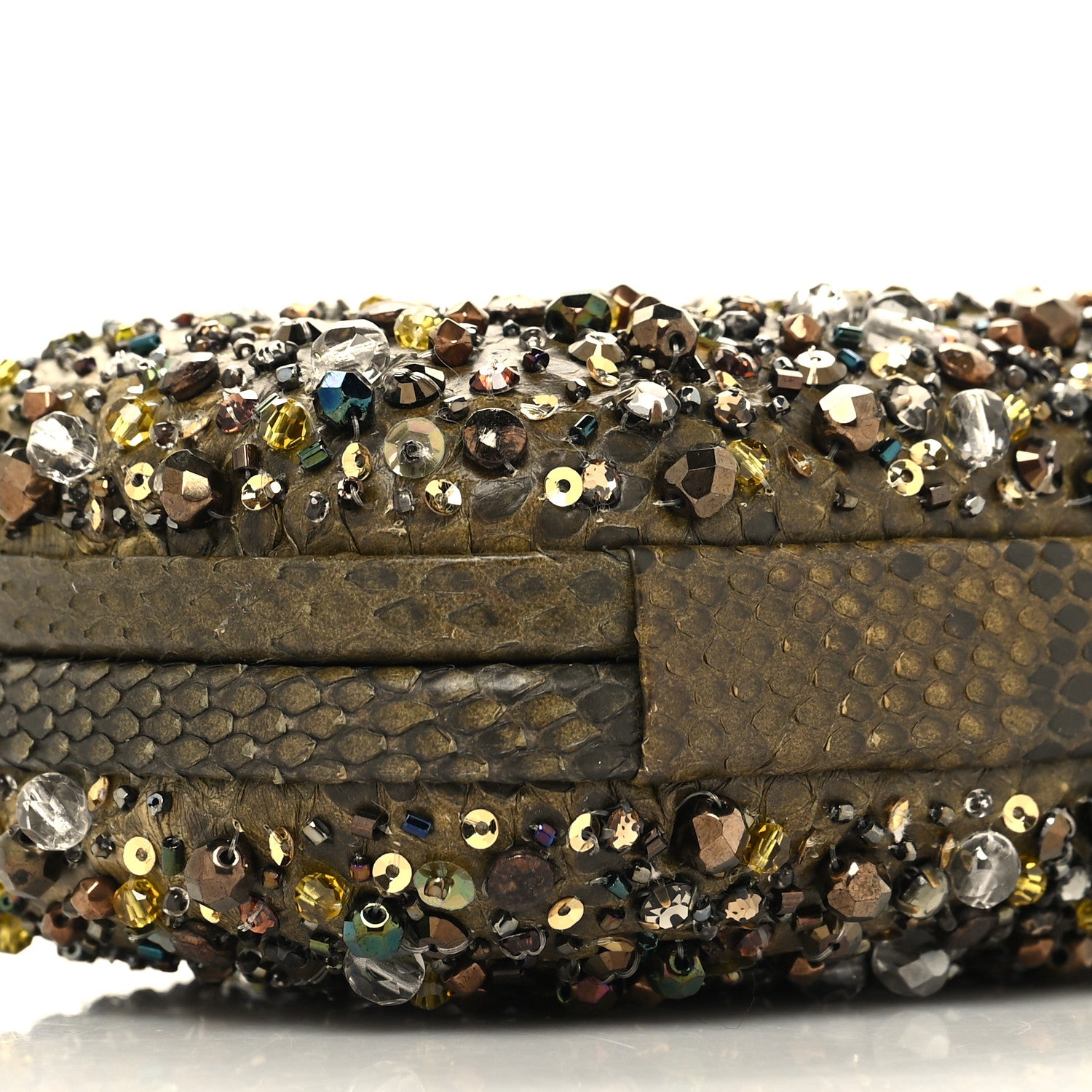 Bottega Veneta Snakeskin Crystal Bead Embellished Knot Clutch 8 of 9
