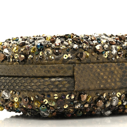 Bottega Veneta Snakeskin Crystal Bead Embellished Knot Clutch 8 of 9