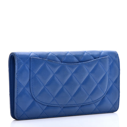 Chanel Lambskin Quilted Yen Wallet Blue 3 of 8
