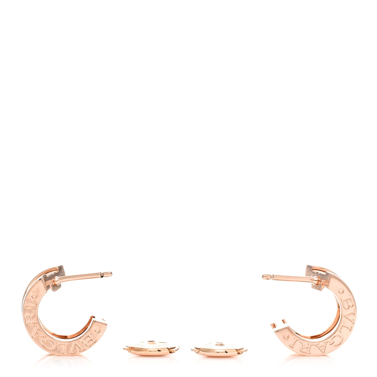 Bulgari 18K Rose Gold Diamond B.Zero1 Legend Hoop Earrings 3 of 5