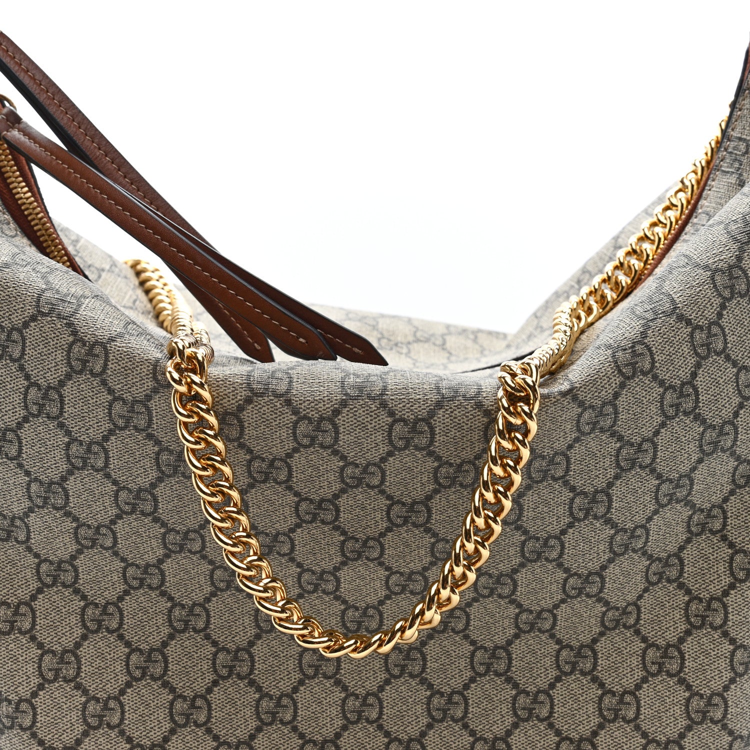 Gucci GG Supreme Monogram Large Linea A Hobo Light Brown 8 of 10