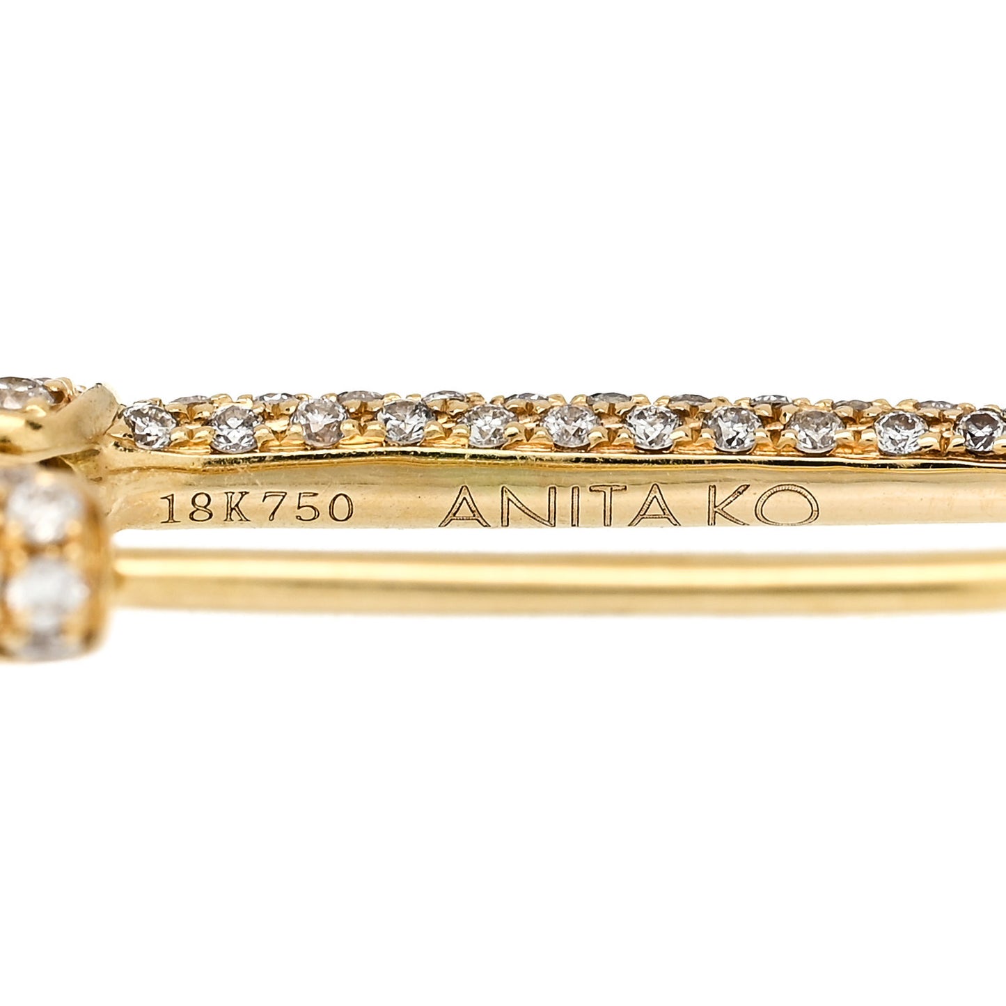 18K Yellow Gold Diamond Safety Pin Earring