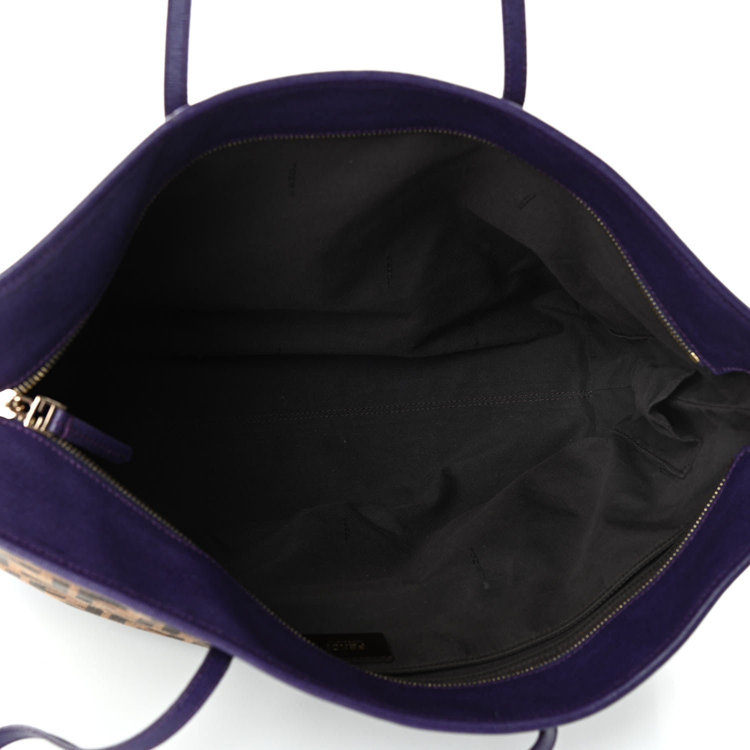 Fendi Zucca Vitello Elite Medium Roll Tote Tobacco Viola 4 of 4