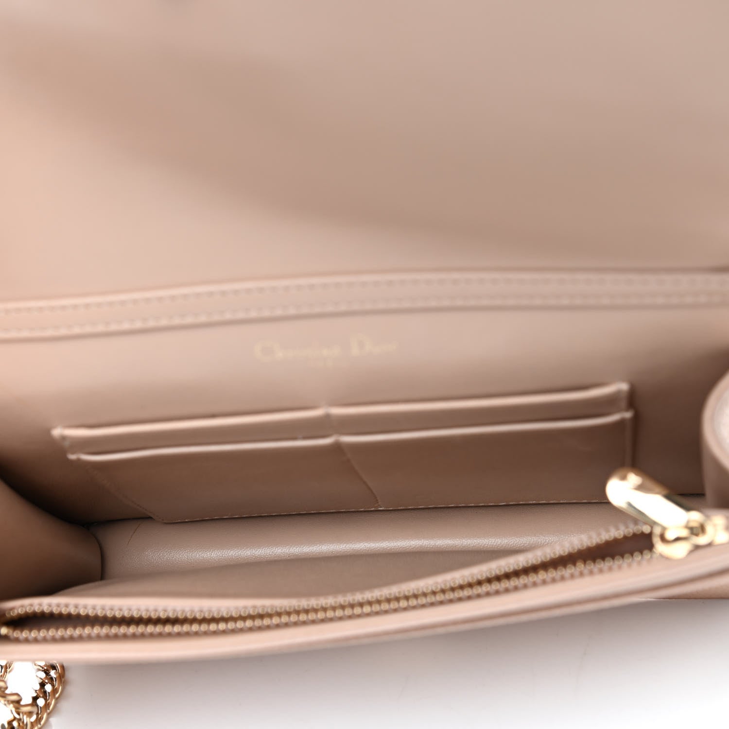 Christian Dior Grained Calfskin Diorama Wallet on Chain Pouch Nude 5 of 9