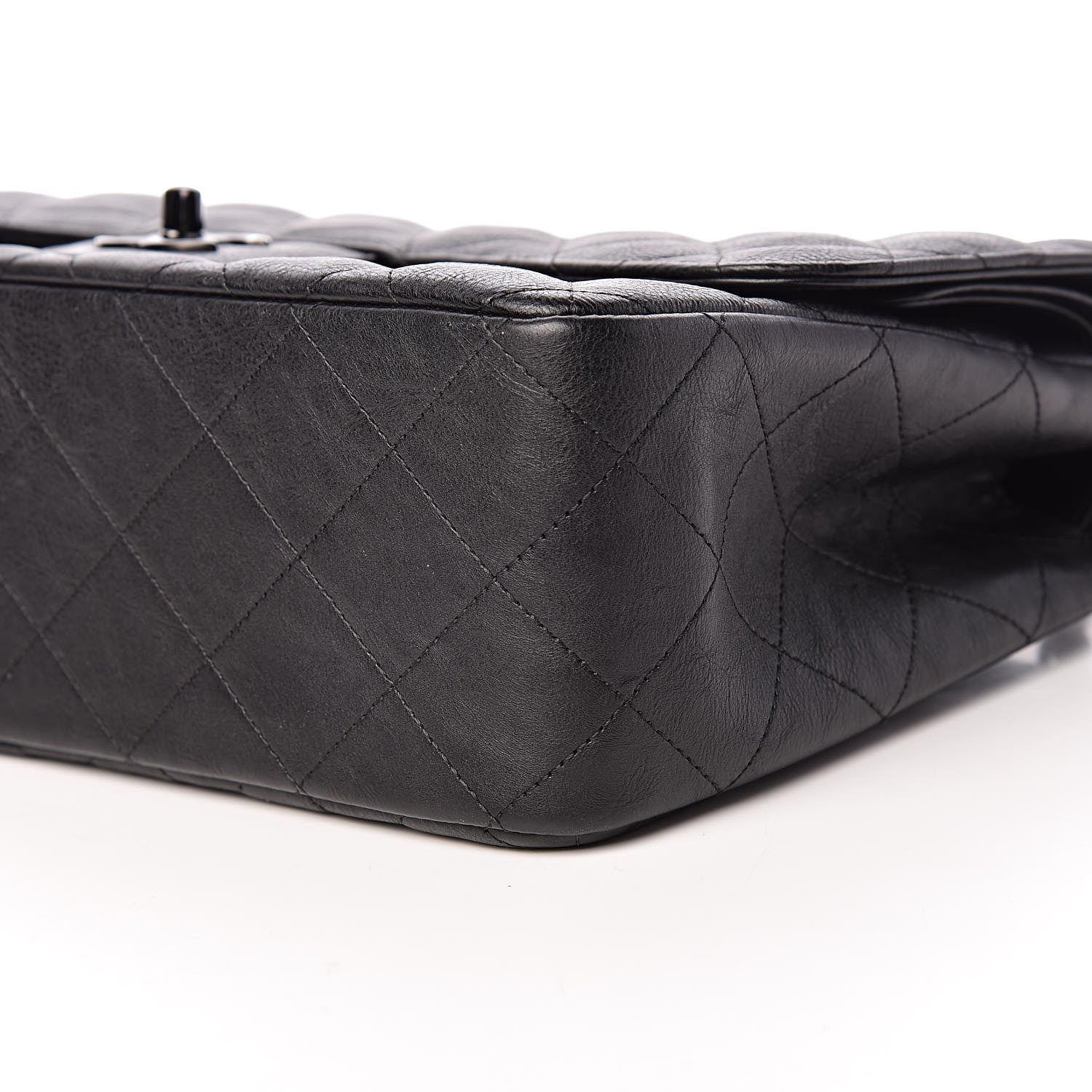Chanel Crumpled Calfskin Quilted Jumbo Double Flap So Black 10 of 11