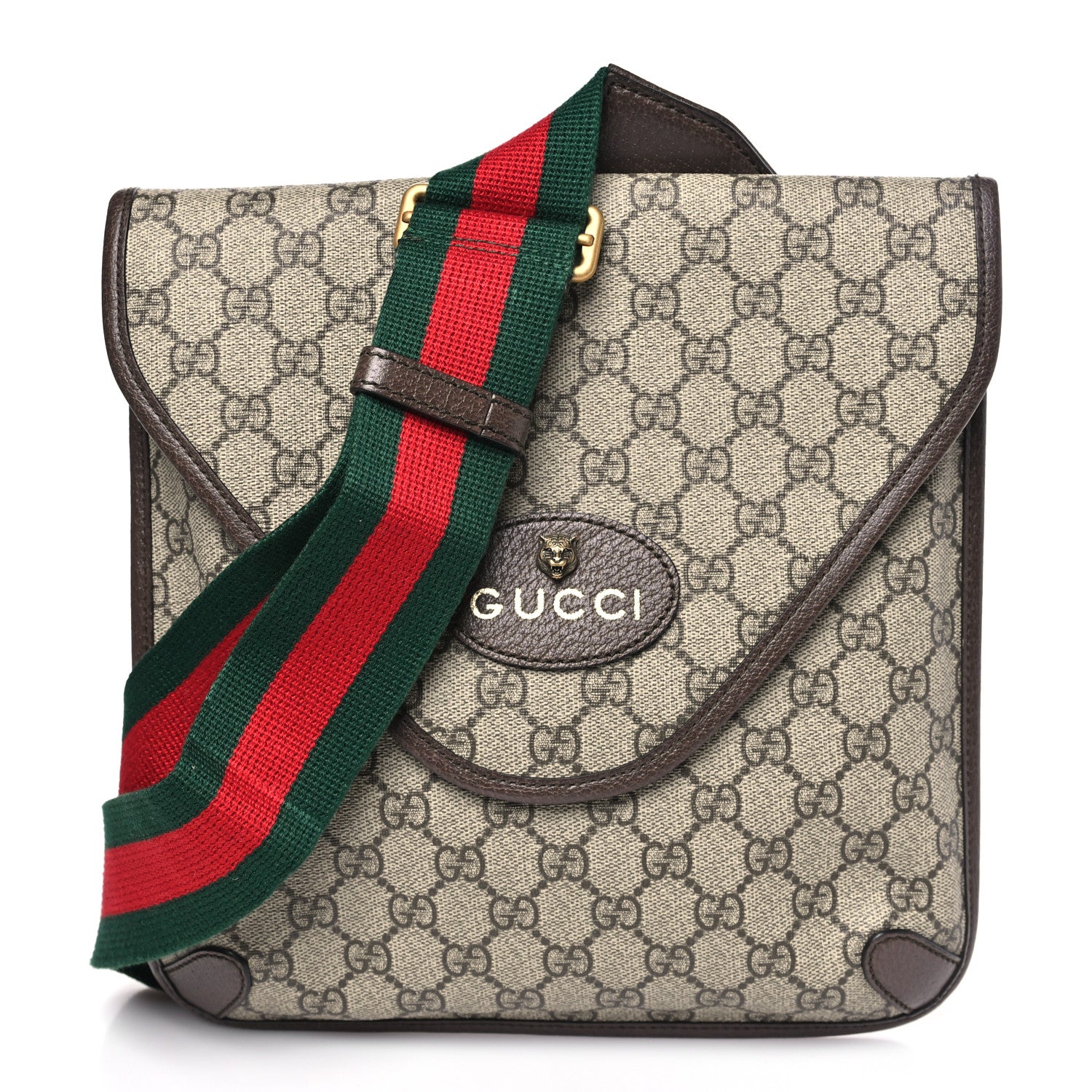 Gucci GG Supreme Monogram Web Medium Neo Vintage Flap Messenger Bag Beige New Acero 1 of 10