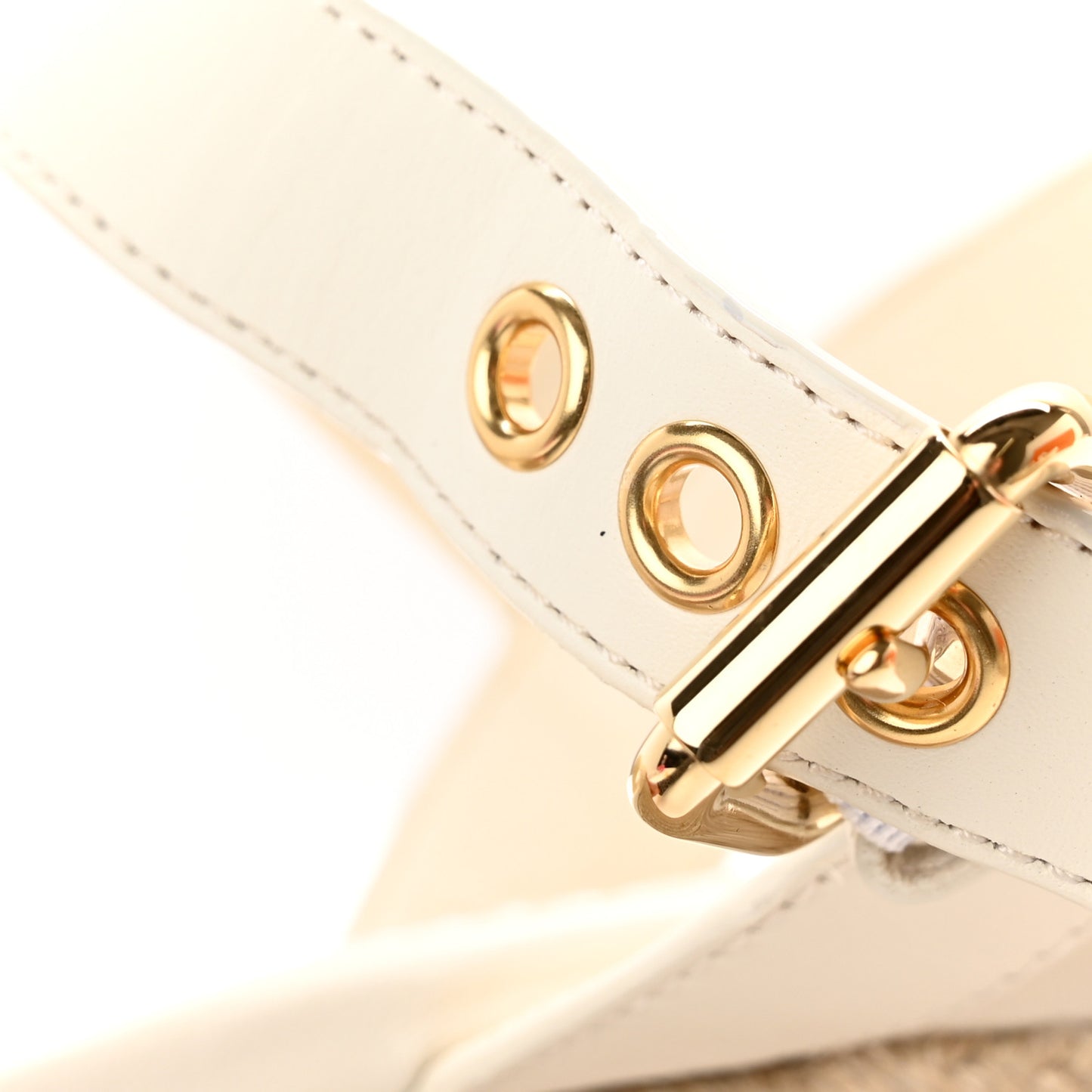 Cotton Monogram Embroidered Starboard Wedge Espadrilles 39 Beige White