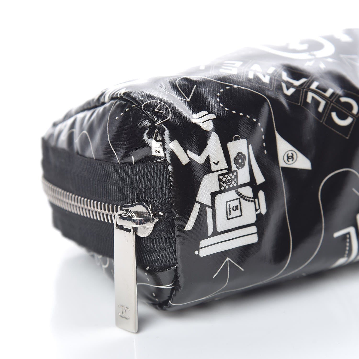 Chanel Coated Canvas Airline Cosmetic Pouch Black White 8 of 9